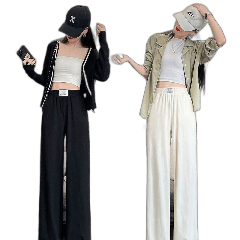 Summer Thin Ice Silk Narrow Version Wide -Leg Pants Loose Trousers Wide ...