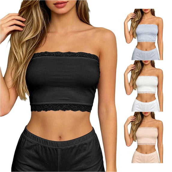 Summer Thin Lace‑Edge Strapless Bust Wrap Soft Stretchy Plus‑Size Wireless Bralette