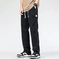 thumbnail image 1 of Summer Thin Loose Wide-leg Men Jeans Soft Lyocell Elastic Fashion Casual Straight Drawstring Denim Trousers Black Blue Gray, 1 of 6