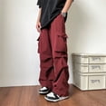thumbnail image 1 of Summer Thin Pants Men Fashion Pocket Cargo Pants Men Japanese Streetwear Hip-hop Loose Straight Pants Mens Oversized Trousers, 1 of 6