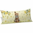 thumbnail image 1 of Summer Throw Pillow Covers Three Cute Cats with Lemons Fruit Leaves Yellow Theme Decorative Lumbar Pillow Cover Rectangle Cushion Case for Sofa Couch Bed Living Room Bedroom 20 X 60 Inches, 1 of 9