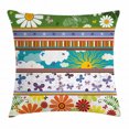thumbnail image 1 of Summer Throw Pillow Cushion Cover, Colorful Striped Daisy Flowers Butterflies Sun Clouds Vivid Playroom Kids Pattern, Decorative Square Accent Pillow Case, 18 X 18 Inches, Multicolor, by Ambesonne, 1 of 2