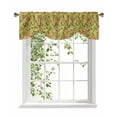 thumbnail image 1 of Summer Tie Up Valances Curtain, Adjustable Kitchen Green Tropical Plant Orange Background Valances for Windows Decor, Rod Pocket Short Curtains Set for Bedroom/Bathroom, 60"x18", 1 of 8