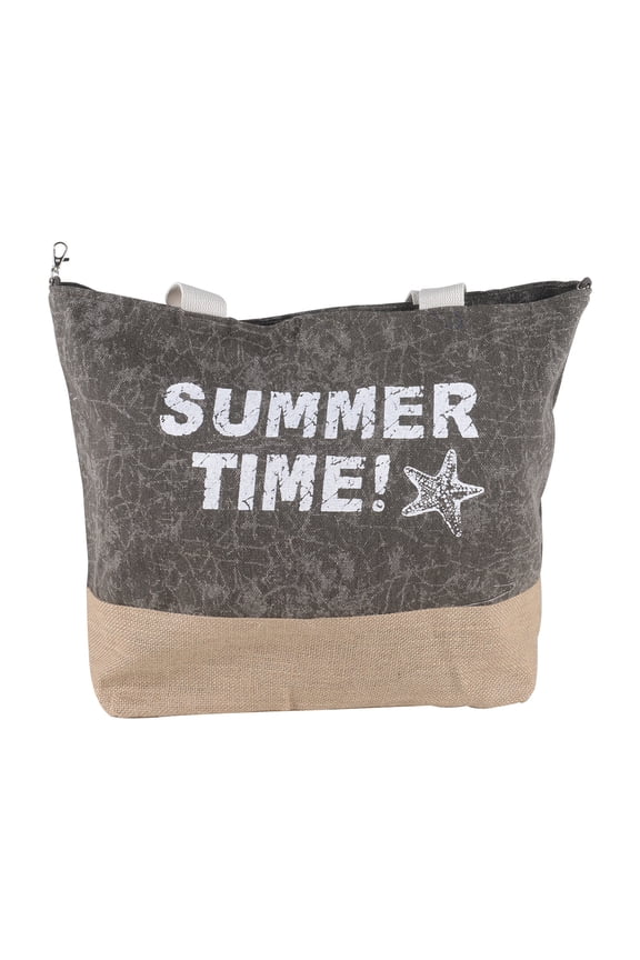 Summer Time Beach Tote Bag - Grey - 21 Inch x 16 Inch - Women Swim Pool Bag Large Tote