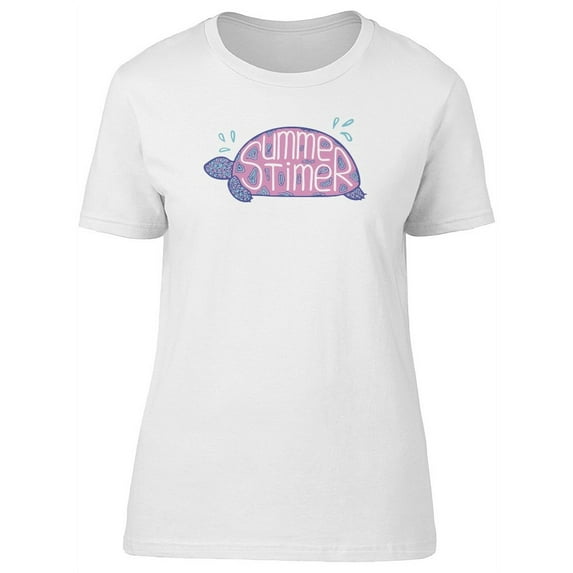 Summer Time, Cute Turtle T-Shirt Women -Image by Shutterstock, Female Small