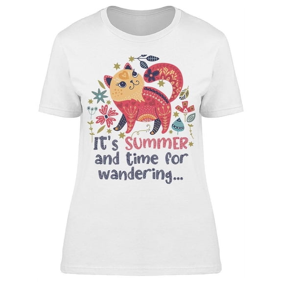 Summer, Time For Wandering Cat T-Shirt Women -Image by Shutterstock, Female Large