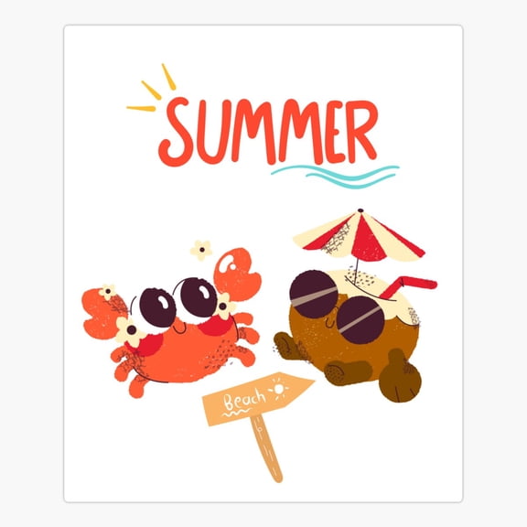 Summer Time Fun Tropical Beach Vacation Sticker
