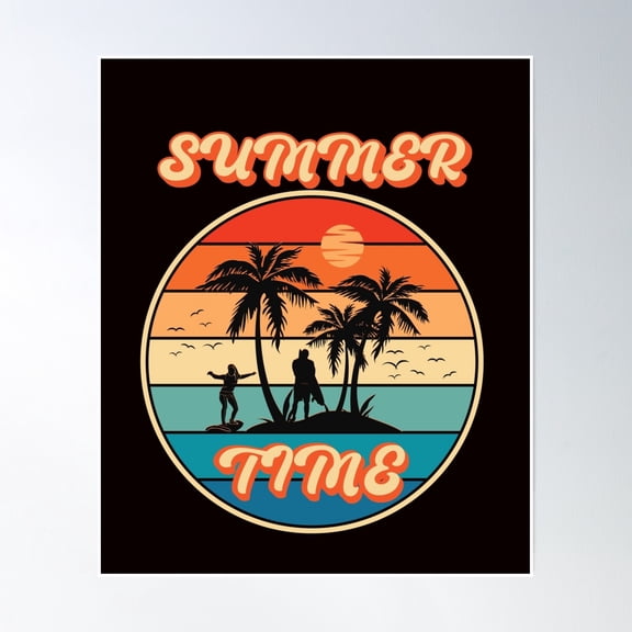 Summer Time Holiday Beach Ad Summer Vibes- Vintage Wall Arttrendy Retro Print Room Decor Wall Art , Poster Print Only