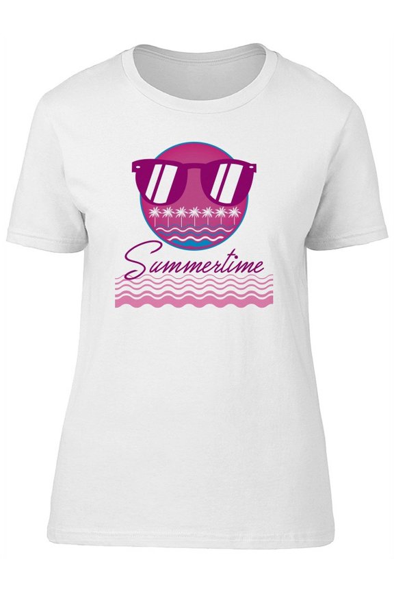 Summer Time Logo With Sunglasses T-Shirt Women -Image by Shutterstock, Female Large