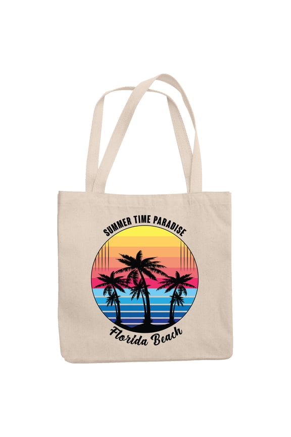Summer Time Paradise Florida Beach, 12oz Canvas Tote Bag
