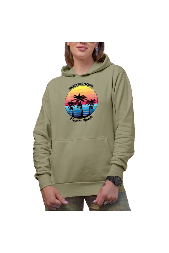 Summer Time Paradise Florida Beach, Sand Hooded Sweatshirt or Hoodie, Large