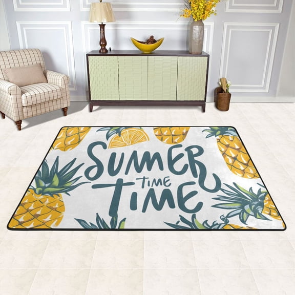 Summer Time Pineapple Area Rug Washable 72 x 48 Floor Carpet Mat Non Slip for Bedroom Living Room Kids Room Home Decor