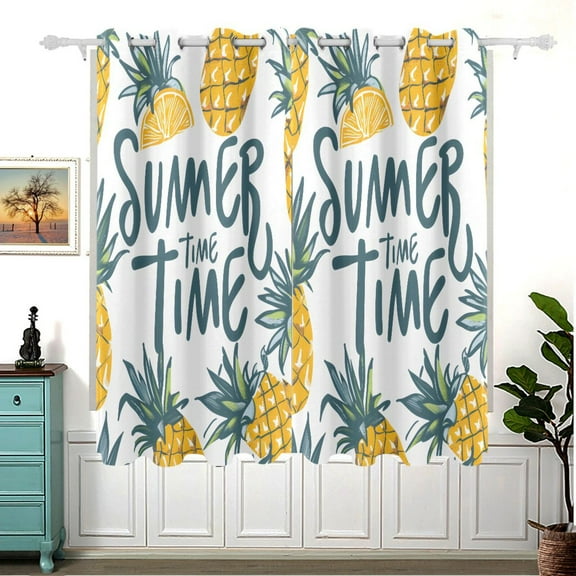 Summer Time Pineapple Blackout Curtain Panels 63x55in Drapes Privacy Assured for Living room Bedroom Bathroom 2 panels set