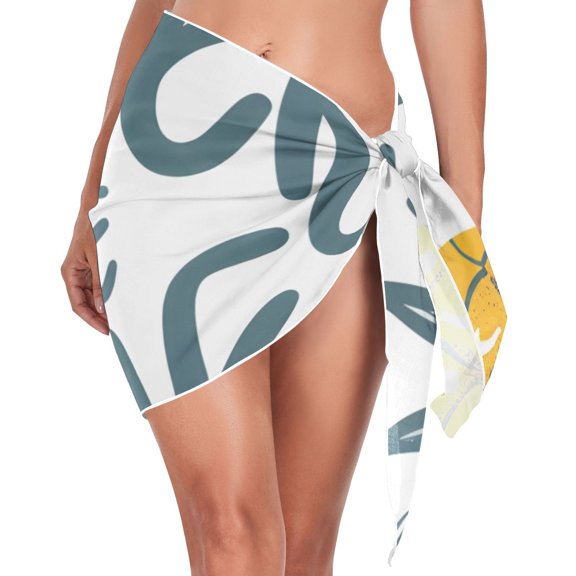 Summer Time Pineapple Women Coverups Beach Cover Up Chiffon Swimsuit Bikini Wrap Short Skirt Beach Slit Tie Waist