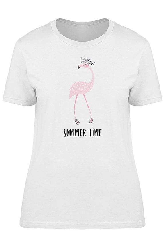 Summer Time Trendy Flamingo T-Shirt Women -Image by Shutterstock, Female Large