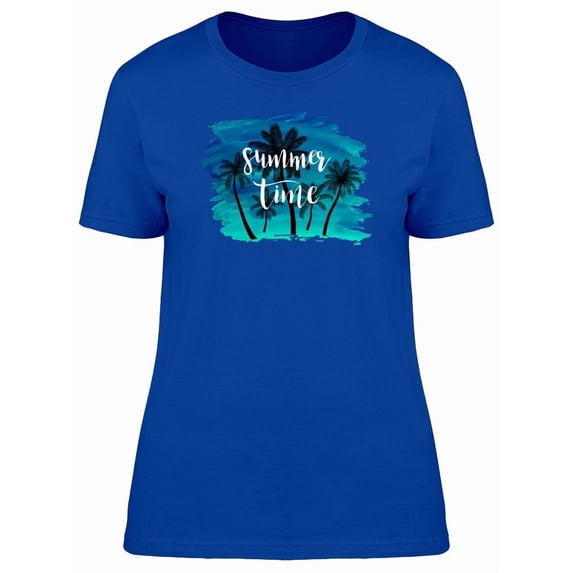 Summer Time Watercolor Palm Tree Tee Women's -Image by Shutterstock