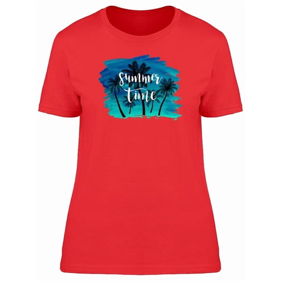 Summer Time Watercolor Palm Tree Tee Women's -Image by Shutterstock
