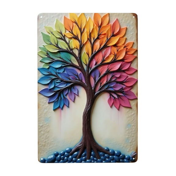 Summer Tin Sign Summer Decor Retro Travel Cool Wall Arttin Painting Colorful Tree Metal Wall Art Cafe Bar Gym Room Bathroom Kitchen Home Art Wall Decoration Plaque Gift 8X12 Inch