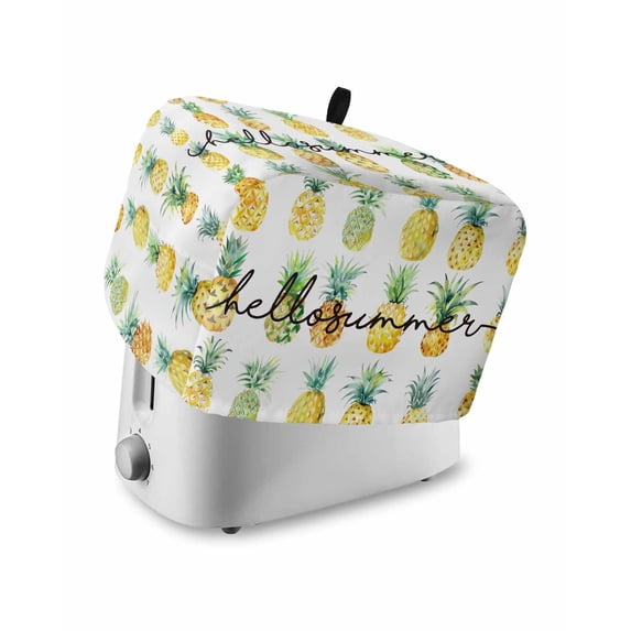 Summer Toaster Cover 4 Slice, Tropical Pineapple Fruit Watercolor Style Bread Maker Cover Toaster Dust Cover with Pockets, Dust-Proof Cover for Kitchen Small Appliance 12x11x8in