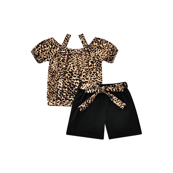 Summer Toddler Baby Girl Clothes Off Shoulder Ruffle Sling Crop Tops Short Pants 2Pcs Outfits