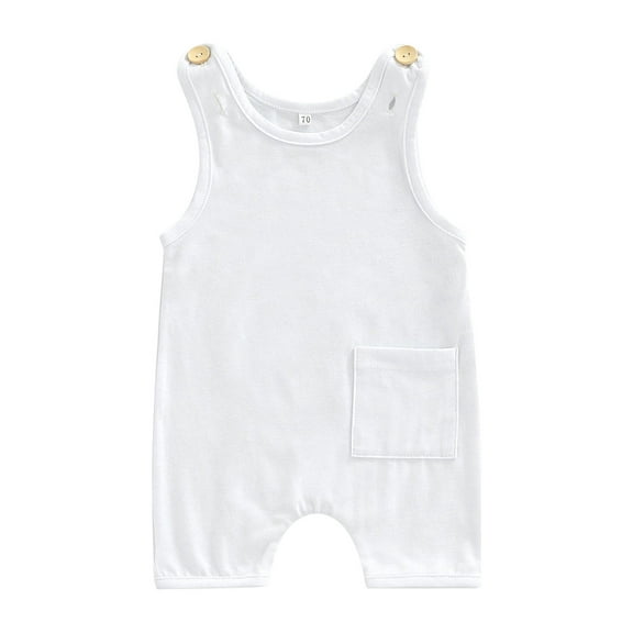 Summer Toddler Baby Girls Boys Suspenders Jumpsuit Sleeveless Short Rompers Casual Clothes 0-3Y