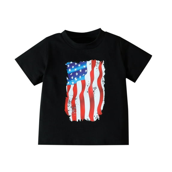 Generic Summer Toddler Boys Girls Short Sleeve Independence Day 4th Of July Prints T Shirt Tops