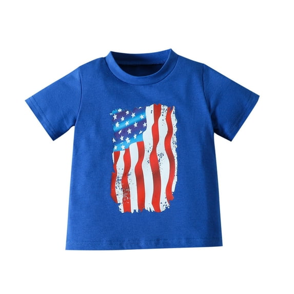 Generic Summer Toddler Boys Girls Short Sleeve Independence Day 4th Of July Prints T Shirt Tops