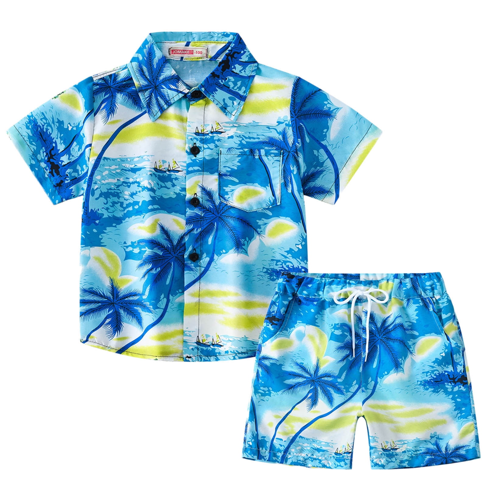 Floerns Boys' 2-Piece Summer Outfit - Tropical Print Short Sleeve Tee & Shorts Set, Sizes 8Y-14Y - View #10