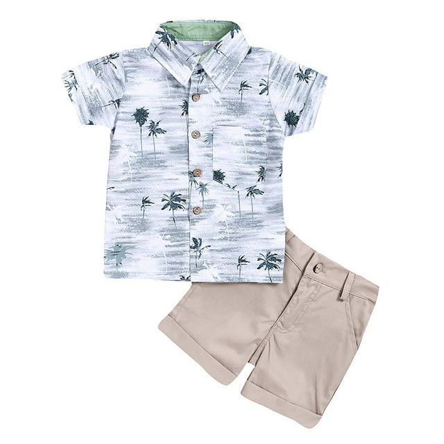 Summer Toddler Boys Short Sleeve Print Tops Shorts Two Piece Outfits ...