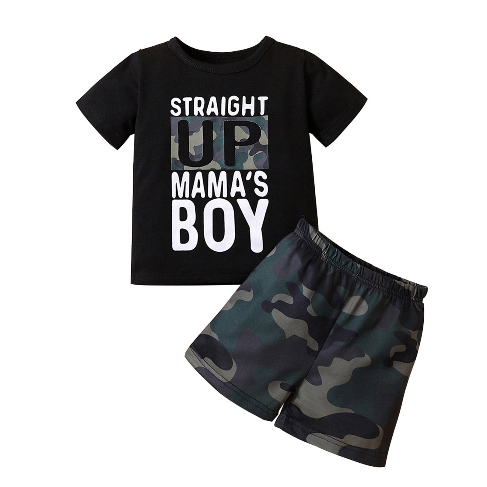 Summer Toddler Boys Short Sleeve Prints Tops Camouflage Shorts Two ...
