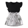 thumbnail image 1 of Summer Toddler Girls Fly Sleeve Tops Skirts Two Piece Casual Suit Outfits Kids Outfit Sets Black 12M(6 Months-12 Months), 1 of 8