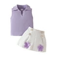 thumbnail image 1 of Summer Toddler Girls Sleeveless Ribbed Vest T Shirt Tops Floral Shorts Outfits Comfort Dailywear 6-9 Months, 1 of 4