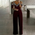 thumbnail image 1 of Summer Top For Women Print Jumpsuit Pajamas Short Sleeve Wide Leg Pants, 1 of 3