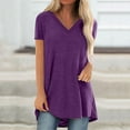 thumbnail image 1 of Summer Top For Women'S Summer Solid V Neck Loose Short Sleeve Tops T-Shirt Blouse, 1 of 4