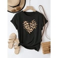 thumbnail image 1 of Summer Top Tee Leopard Print Heart Graphic  Lover T-Shirt Graphic T Shirts Women's Clothing Fashion, 1 of 5
