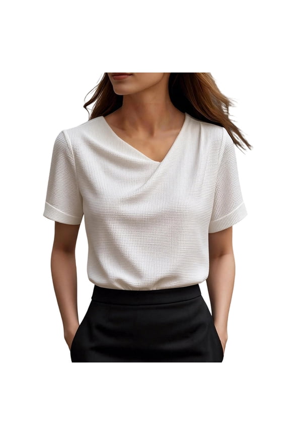 Summer Top for Women Waffle Short Sleeve Shirts 2026 Casual Work Dressy Blouses