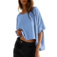 thumbnail image 1 of Summer Tops 2024 Womens Solid T Shirts for Women Loose Shirts Basic Tee, 1 of 6