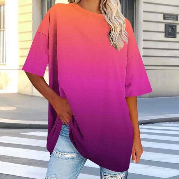 Summer Tops 2025 Short Sleeve Womens Tops Casual Tshirts Shirts for Women Cotton Plus Size Tie Dye Tops T Shirts Women