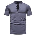thumbnail image 1 of Tbopshirt Summer Tops,Men's Standing Neck T-shirt Short Sleeve V-Neck Button Fashion Casual Sports T-shirt Top Blouses, 1 of 1