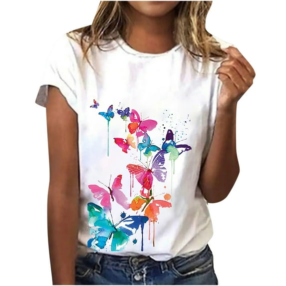 Summer Tops Clearance Womans Causal Blouse Short Sleeve T-Shirt