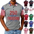 thumbnail image 1 of Summer Tops For Men 2026, 4Th Of July Polo Shirts Button Down Short Sleeve Collared Golf Shirts Casual Outfit Navy M, 1 of 4