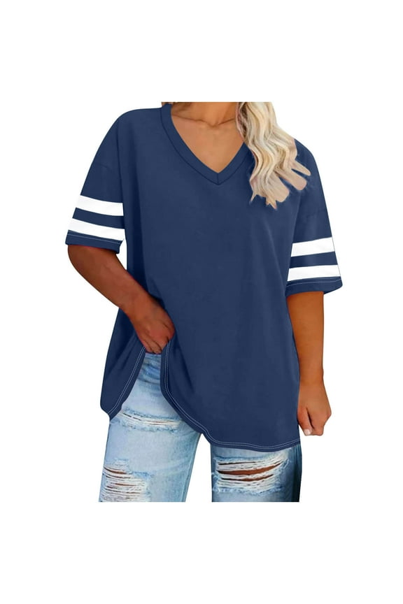 Womens Summer Tops Oversized Short Sleeve Business Casual T Shirts Trendy Clothes