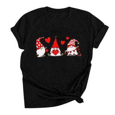 Summer Savings!Womens Summer Tops Clearance,Summer Tops for Women 2024 Womens Valentine's Day Heart Printed Short Sleeve Tops Blouse T-Shirt