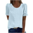 thumbnail image 1 of Summer Tops For Women Sevevn Woman Fashion Casual Rounk Neck Short Sleeve Solid Colour Blouse T-Shirt, 1 of 8