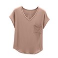 thumbnail image 1 of Summer Tops For Women Sevevn Women's Solid V-Neck With Chest Pocket Short Sleeved T-Shirt Top, 1 of 8