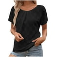 thumbnail image 1 of Summer Tops For Women Sevevn Women's Tops Casual Scoop Neck Short Sleeve Eyelet Embroidered Hollow Out Blouses Shirts Shirts For Women, 1 of 6