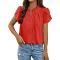 thumbnail image 1 of Summer Tops For Women Short Sleeve Casual White Sleeve Chiffon Slim Fit Crew Neck Casual Fashion Womens T Shirts, 1 of 6