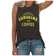 thumbnail image 1 of Summer Tops For Women T Shirts Loose Fit Casual Crew Neck Tank Sunshine And Coffee Print Sleeveless Short Sleeve Graphic Tees For Women Grey XL, 1 of 5