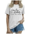 thumbnail image 1 of Summer Tops For Women T Shirts Loose Fit Casual Crew Neck With Short Sleeve And Letter Print Stylish Everyday Graphic Tees For Women White XXL, 1 of 4