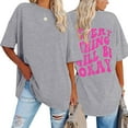 thumbnail image 1 of Summer Tops For Womens T Shirts Loose Fit Casual Crew Neck Oversized Back Print Short Sleeve Women's T-Shirts Graphic Tees Light Gray L, 1 of 7